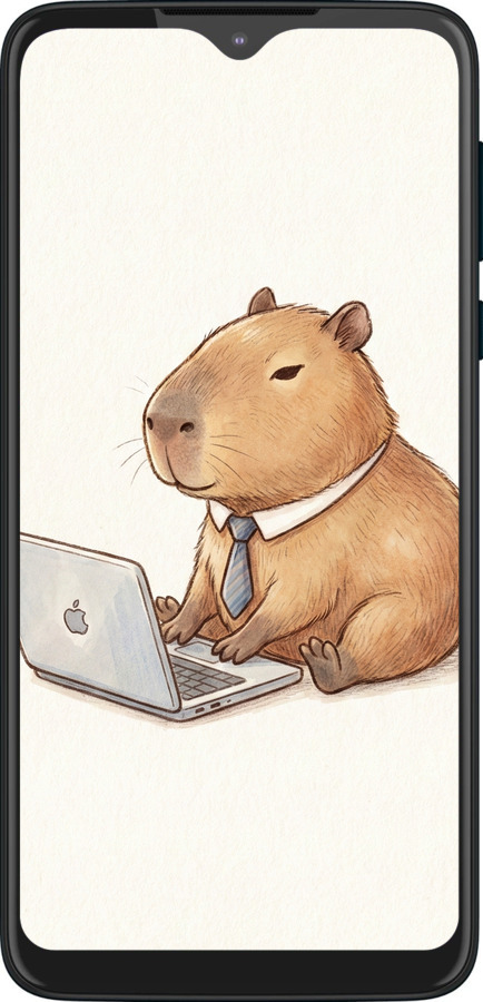 Силиконовый чехол Funny Capybara CEO Working для Motorola One Macro - 6777u-1812 изображение 