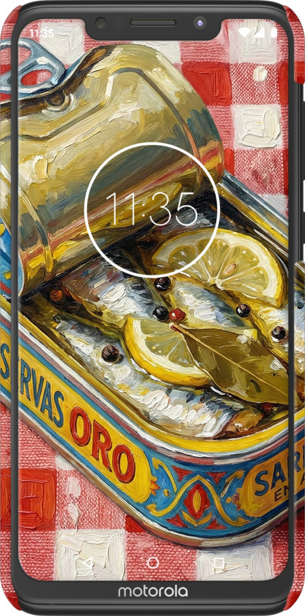 3D пластиковый матовый чехол Vintage Sardine Tin Phone для Motorola One Power - 6772m-1588 изображение 