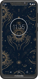 2D пластиковий чехол Celestial Harmony: Sun & Moon Gold Mystic Pattern для Motorola One Power - 6778t-1588 изображение 