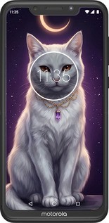 Силіконовий чехол Mystic White Cat Gothic Dark Purple Gold для Motorola One Power - 6805u-1588 изображение 