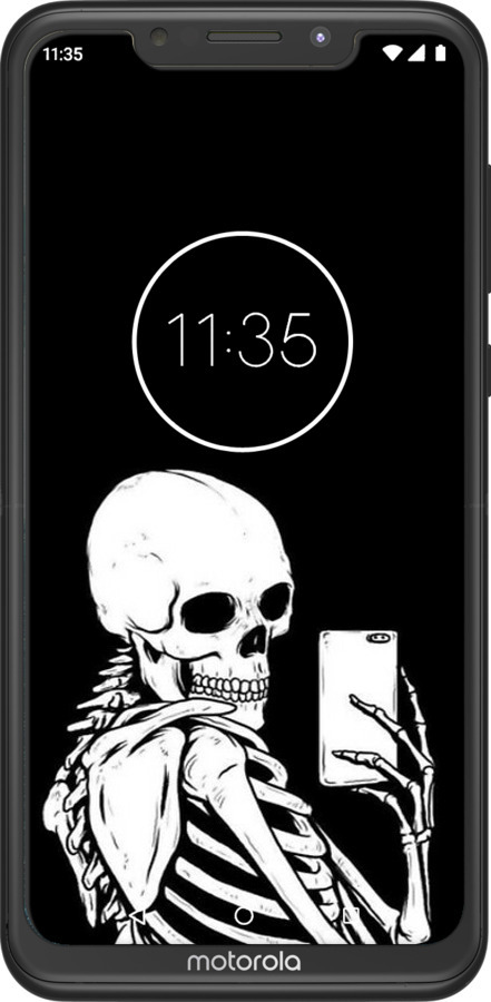 2D пластиковый чехол Скелет делает Selfie для Motorola One Power - 6535t-1588 изображение 