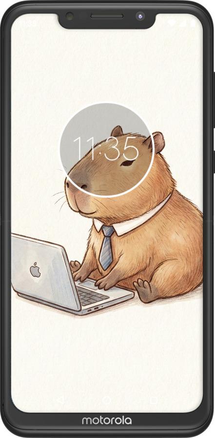 2D пластиковый чехол Funny Capybara CEO Working для Motorola One Power - 6777t-1588 изображение 