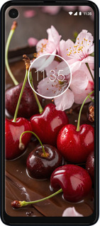 Силиконовый чехол Вишня в шоколаде для Motorola One Vision - 6698u-1782 изображение 
