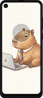 Силиконовый чехол Funny Capybara CEO Working для Motorola One Vision - 6777u-1782 изображение 