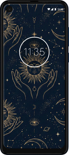 Силиконовый чехол Celestial Harmony: Sun & Moon Gold Mystic Pattern для Motorola One Vision - 6778u-1782 изображение 