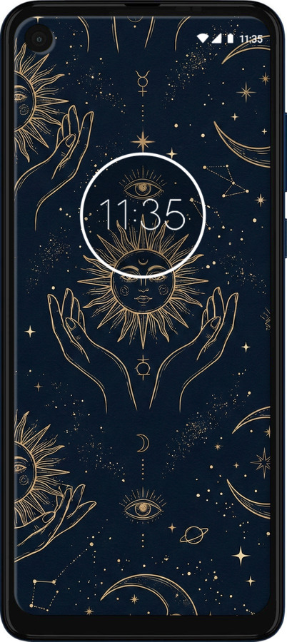 Силиконовый чехол Celestial Harmony: Sun & Moon Gold Mystic Pattern для Motorola One Vision - 6778u-1782 изображение 