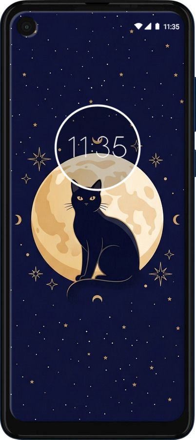 Силиконовый чехол Cute Cat Celestial/Witchy для Motorola One Vision - 6787u-1782 изображение 