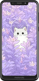 2D пластиковый чехол Котик в цветах для Motorola One - 6390t-1589 изображение 