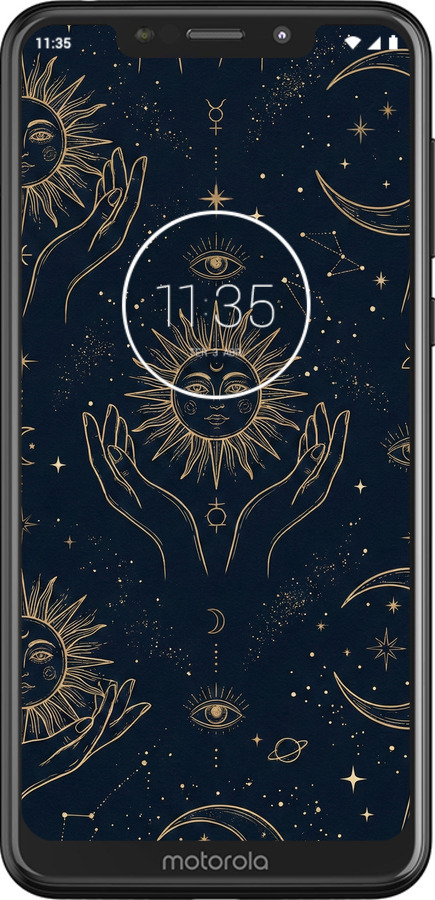 2D пластиковий чехол Celestial Harmony: Sun & Moon Gold Mystic Pattern для Motorola One - 6778t-1589 изображение 