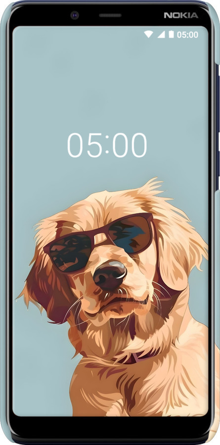 3D пластиковый матовый чехол Пес в очках для Nokia 3.1 Plus - 6381m-1607 изображение 
