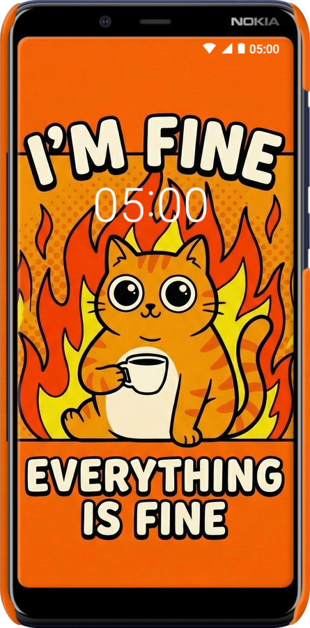 3D пластиковый матовый чехол Funny Cat для Nokia 3.1 Plus - 6786m-1607 изображение 