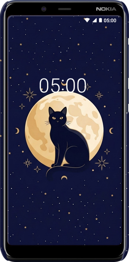 3D пластиковый матовый чехол Cute Cat Celestial/Witchy для Nokia 3.1 Plus - 6787m-1607 изображение 