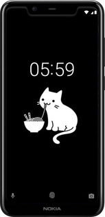 2D пластиковый чехол С милым котом на черном фоне для Nokia 5.1 Plus - 6528t-1543 изображение 