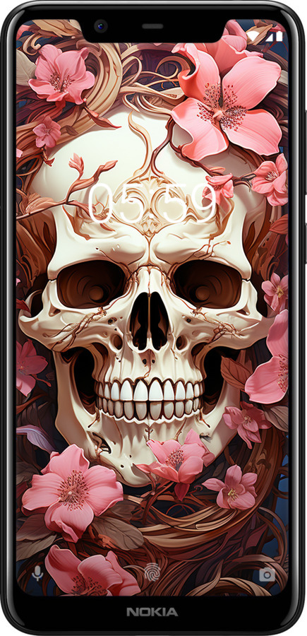 2D пластиковый чехол Череп в розовых цветах для Nokia 5.1 Plus - 5965t-1543 изображение 
