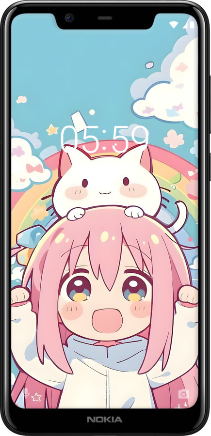 2D пластиковый чехол Девочка аниме радуга для Nokia 5.1 Plus - 6304t-1543 изображение 