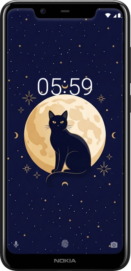 2D пластиковый чехол Cute Cat Celestial/Witchy для Nokia 5.1 Plus - 6787t-1543 изображение 