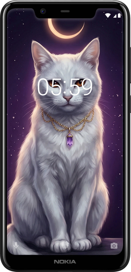 2D пластиковий чехол Mystic White Cat Gothic Dark Purple Gold для Nokia 5.1 Plus - 6805t-1543 изображение 