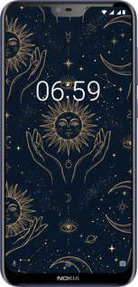 Силіконовий чехол Celestial Harmony: Sun & Moon Gold Mystic Pattern для Nokia 6.1 Plus - 6778u-1539 изображение 
