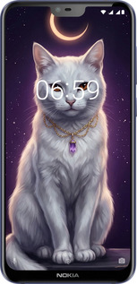 Силиконовый чехол Mystic White Cat Gothic Dark Purple Gold для Nokia 6.1 Plus - 6805u-1539 изображение 