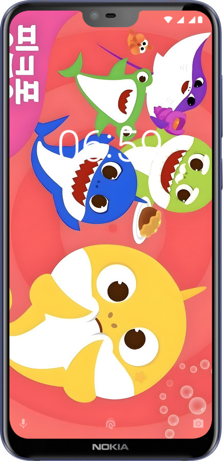 Силиконовый чехол Бейби Шаркс для Nokia 6.1 Plus - 6305u-1539 изображение 