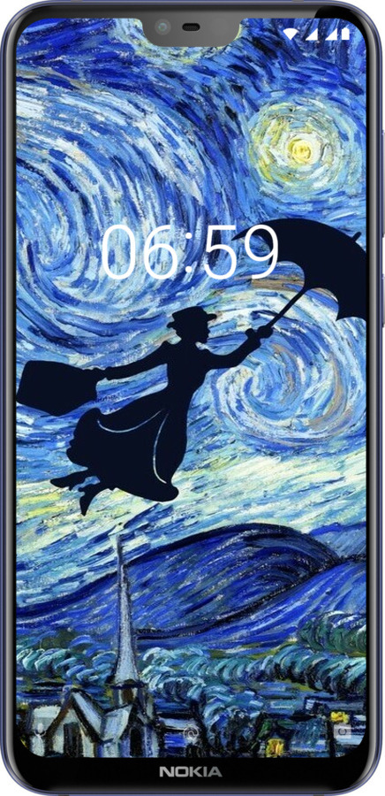 Силіконовий чехол Із зображенням Мері Поппінс «Зоряна ніч» для Nokia 6.1 Plus - 6487u-1539 изображение 