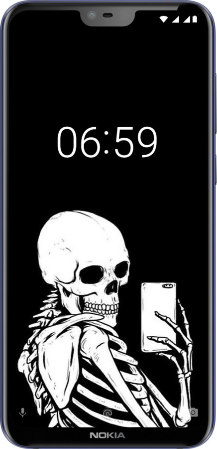 Силиконовый чехол Скелет делает Selfie для Nokia 6.1 Plus - 6535u-1539 изображение 