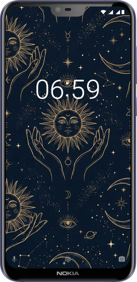 Силіконовий чехол Celestial Harmony: Sun & Moon Gold Mystic Pattern для Nokia 6.1 Plus - 6778u-1539 изображение 