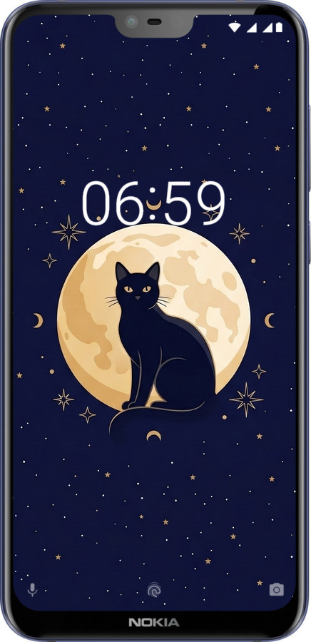 Силиконовый чехол Cute Cat Celestial/Witchy для Nokia 6.1 Plus - 6787u-1539 изображение 