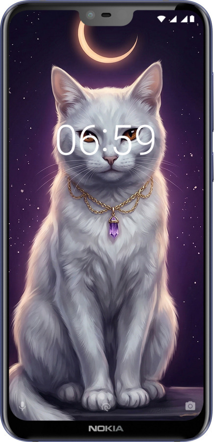Силиконовый чехол Mystic White Cat Gothic Dark Purple Gold для Nokia 6.1 Plus - 6805u-1539 изображение 