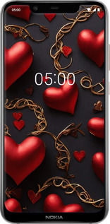Силіконовий чехол Сердечки для Nokia 7.1 Plus - 5831u-1606 изображение 