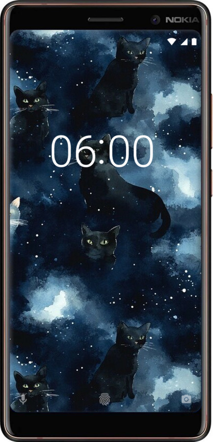 2D пластиковый чехол Изображение Кошек с тёмной акварелью для Nokia 7 Plus - 6521t-1354 изображение 