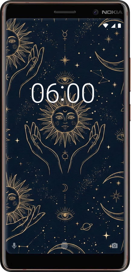 Силиконовый чехол Celestial Harmony: Sun & Moon Gold Mystic Pattern для Nokia 7 Plus - 6778u-1354 изображение 