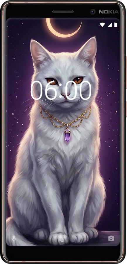 2D пластиковий чехол Mystic White Cat Gothic Dark Purple Gold для Nokia 7 Plus - 6805t-1354 изображение 
