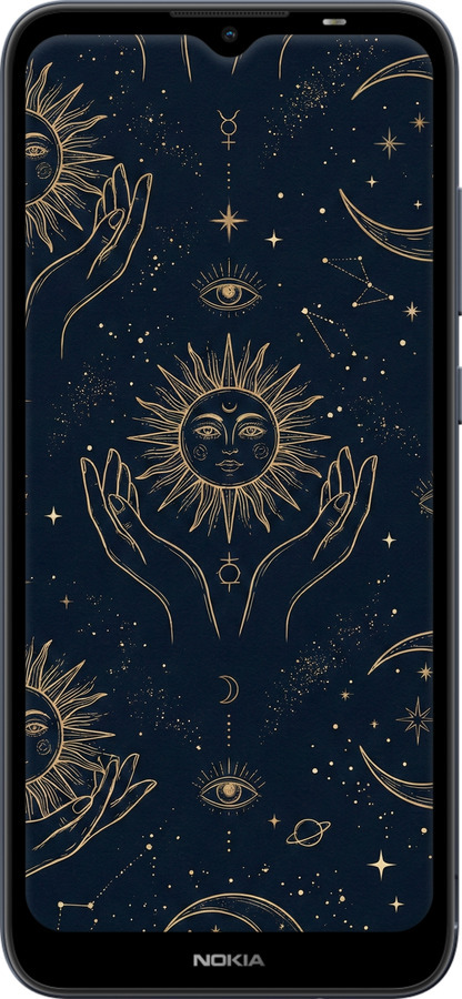 Силиконовый чехол Celestial Harmony: Sun & Moon Gold Mystic Pattern для Nokia C20 - 6778u-2510 изображение 