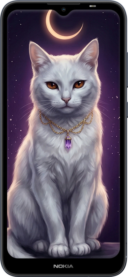 Силіконовий чехол Mystic White Cat Gothic Dark Purple Gold для Nokia C20 - 6805u-2510 изображение 