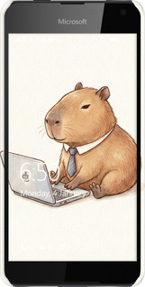 3D пластиковый матовый чехол Funny Capybara CEO Working для Nokia Lumia 650 - 6777m-393 изображение 