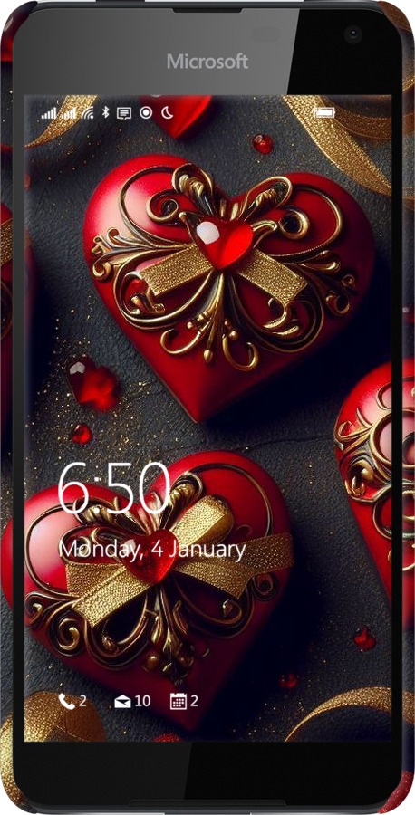 3D пластиковый матовый чехол Сердечки v4 для Nokia Lumia 650 - 5834m-393 изображение 