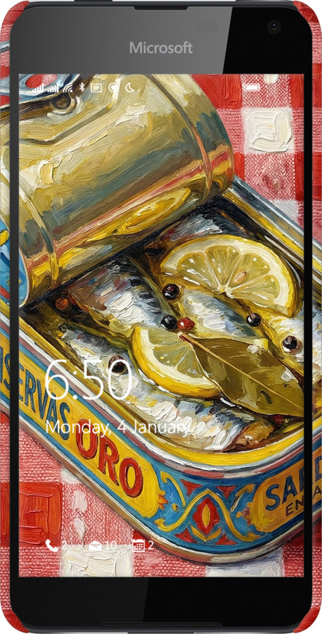 3D пластиковый матовый чехол Vintage Sardine Tin Phone для Nokia Lumia 650 - 6772m-393 изображение 