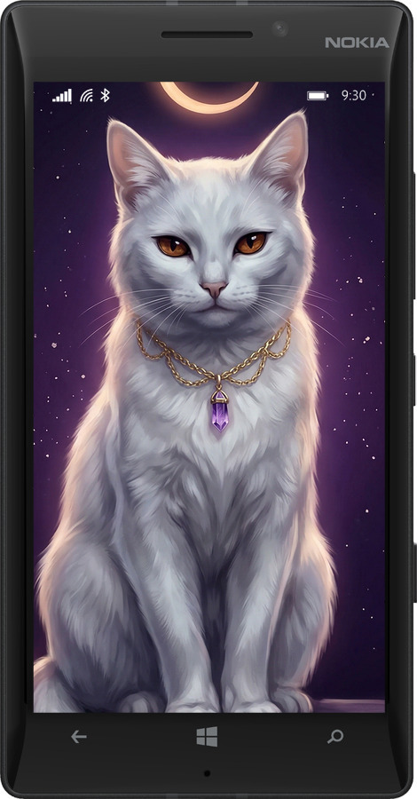 Силиконовый чехол Mystic White Cat Gothic Dark Purple Gold для Nokia Lumia 930 - 6805u-311 изображение 