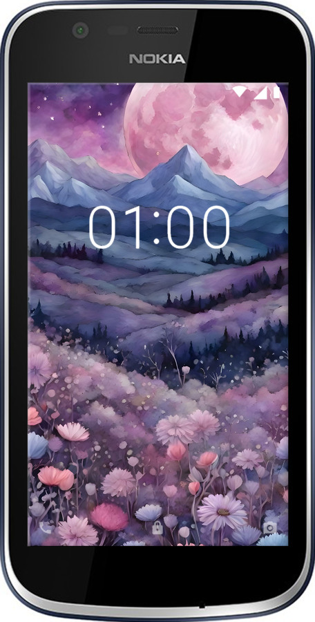 Силиконовый чехол Ночь луна арт для Nokia 1 - 6319u-1373 изображение 