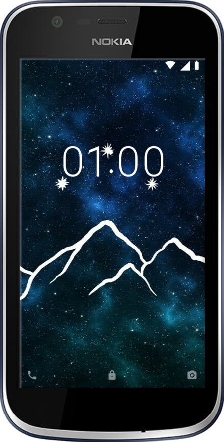 Силиконовый чехол Горы и звезды нарисованы на фоне галактики для Nokia 1 - 6490u-1373 изображение 