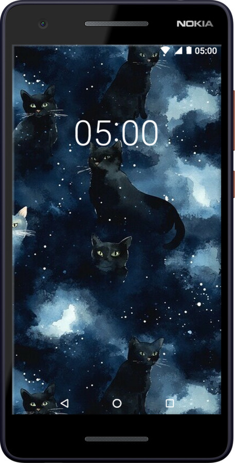 Силіконовий чехол Зображення котиків з темною аквареллю для Nokia 2.1 - 6521u-1532 изображение 