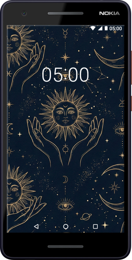 Силиконовый чехол Celestial Harmony: Sun & Moon Gold Mystic Pattern для Nokia 2.1 - 6778u-1532 изображение 