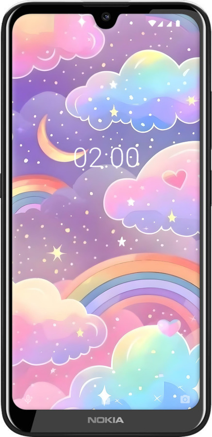 Силиконовый чехол Облака и радуга для Nokia 2.2 - 6312u-1706 изображение 