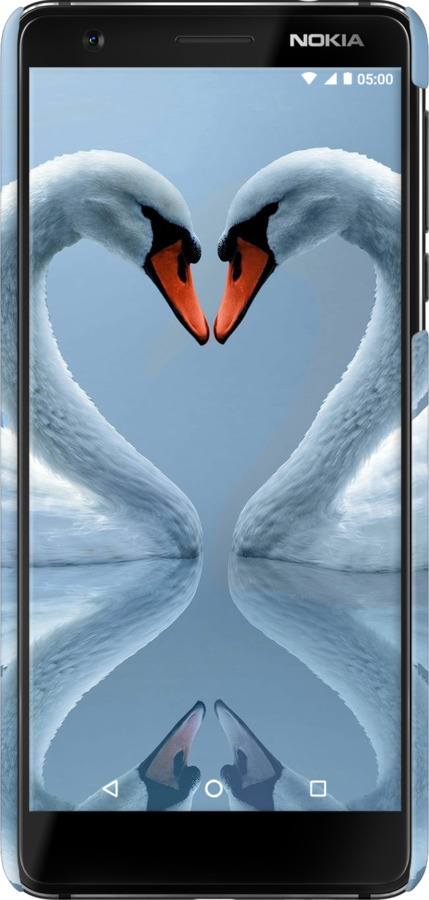 3D пластиковий матовий чехол Лебеді для Nokia 3.1 - 6007m-1530 изображение 