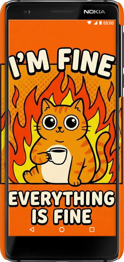 3D пластиковый матовый чехол Funny Cat для Nokia 3.1 - 6786m-1530 изображение 