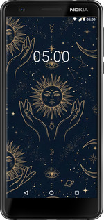 Силиконовый чехол Celestial Harmony: Sun & Moon Gold Mystic Pattern для Nokia 3.1 - 6778u-1530 изображение 