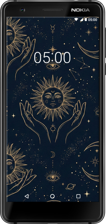 Силиконовый чехол Celestial Harmony: Sun & Moon Gold Mystic Pattern для Nokia 3.1 - 6778u-1530 изображение 