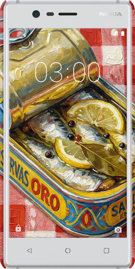 3D пластиковый матовый чехол Vintage Sardine Tin Phone для Nokia 3 - 6772m-818 изображение 