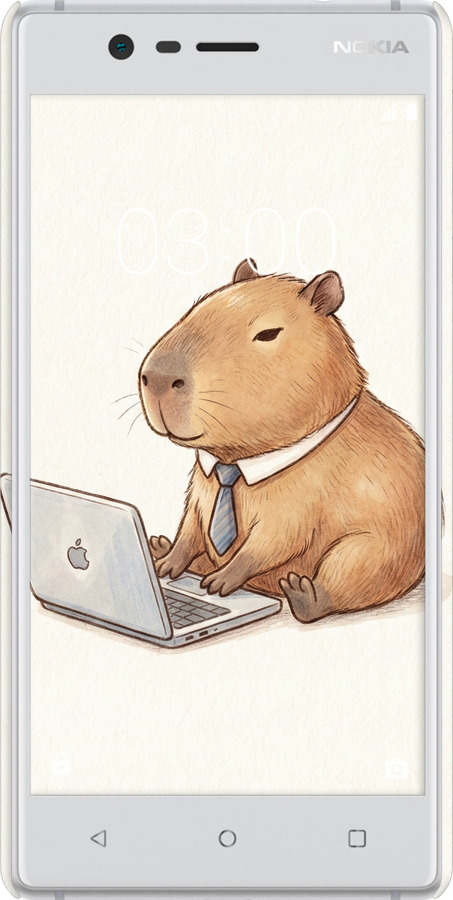 3D пластиковый матовый чехол Funny Capybara CEO Working для Nokia 3 - 6777m-818 изображение 